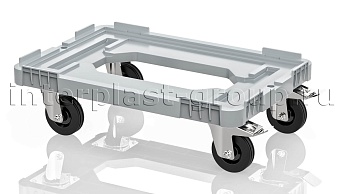 Тележка пластиковая с отверстием 2 колеса с тормозом серая в Старом Осколе Тележка пластиковая с отверстием 2 колеса с тормозом серая в Старом Осколе