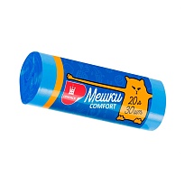 Мешки для мусора 20 л, синие, в рулоне 30 шт., ПНД, 8 мкм, 500х400 мм, Comfort, М0017 (МН 20-30с) в Старом Осколе