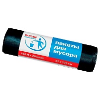 Мешки для мусора 160 л, черные, в рулоне 20 шт., ПВД, 30 мкм, 1200х870 мм, PACLAN Professional, 604082 в Старом Осколе