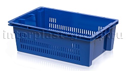 Ящик универсальный для овощей, фруктов и хлеба перфорированные стенки сплошное дно синий