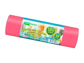 Мешки для мусора 120 л, с завязками, красные, в рулоне 10 шт., ПНД, 15 мкм, 800х750 мм, VIP, Z12010red в Старом Осколе