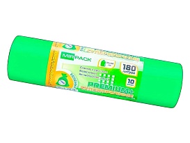 Мешки для мусора 180 л, ароматизированные, зеленые, в рулоне 10 шт., ПВД, 35 мкм, 1100х930 мм, PREMIUM+, 180105301 в Старом Осколе