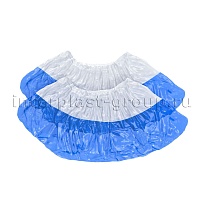 Бахилы бело-синие 1000 шт (500 пар), 48 мкм, двойная подошва, с одной резинкой, Эконом+ в Старом Осколе