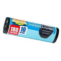 Мешки для мусора 180 л, с ушками, черные, в рулоне 10 шт., ПНД, 20 мкм, 1150х800 мм, Крепак, 4607075710498 в Старом Осколе