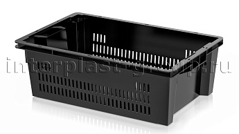 Ящик универсальный для овощей, фруктов и хлеба перфорированные стенки сплошное дно черный в Старом Осколе Ящик универсальный для овощей, фруктов и хлеба перфорированные стенки сплошное дно черный в Старом Осколе