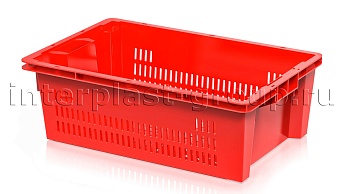Ящик универсальный для овощей, фруктов и хлеба перфорированный красный в Старом Осколе Ящик универсальный для овощей, фруктов и хлеба перфорированный красный в Старом Осколе
