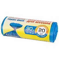 Мешки для мусора 90 л, синие, в рулоне 20 шт., ПНД, 14 мкм, 900х700 мм, LAIMA ULTRA, 607693 в Старом Осколе