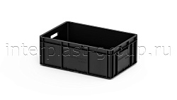 Евроконтейнер открытые ручки/усиленное дно 600х400х220 черный