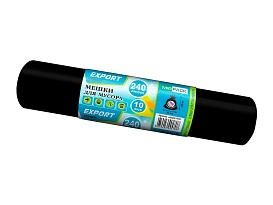 Мешки для мусора 240 л, черные, в рулоне 10 шт., ПВД 80 мкм, 1300х930 мм, EXPORT, exp 24010167 в Старом Осколе