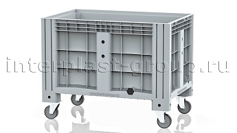 Контейнер iBox сплошной на колесах с пробкой 2 дюйма серый в Старом Осколе