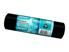 Мешки для мусора 160 л, ароматизированные, черные, в рулоне 10 шт., ПВД, 80 мкм, 1100х930 мм, EXPORT, exp16010142 в Старом Осколе