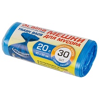 Мешки для мусора 20 л, синие, в рулоне 30 шт., ПНД, 8 мкм, 500х450 мм, LAIMA, 607682 в Старом Осколе