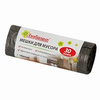 Мешки для мусора 30 л, черные, в рулоне 20 шт., ПНД, 5 мкм, 550х470 мм, Любаша эконом, 605329 в Старом Осколе Мешки для мусора 30 л, черные, в рулоне 20 шт., ПНД, 5 мкм, 550х470 мм, Любаша эконом, 605329 в Старом Осколе