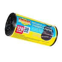 Мешки для мусора 120 л, черные, в рулоне 30 шт., ПНД, 15 мкм, 1100х700 мм, Крепак, 4607075710122 в Старом Осколе