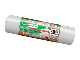 Мешки для мусора 120 л, белые, в рулоне 10 шт., ПНД, 14 мкм, 1100х700 мм, EXTRA, ex1201803 в Старом Осколе